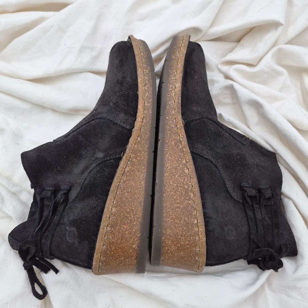 NEW Born Viana black suede wedge ankle booties boots size 6